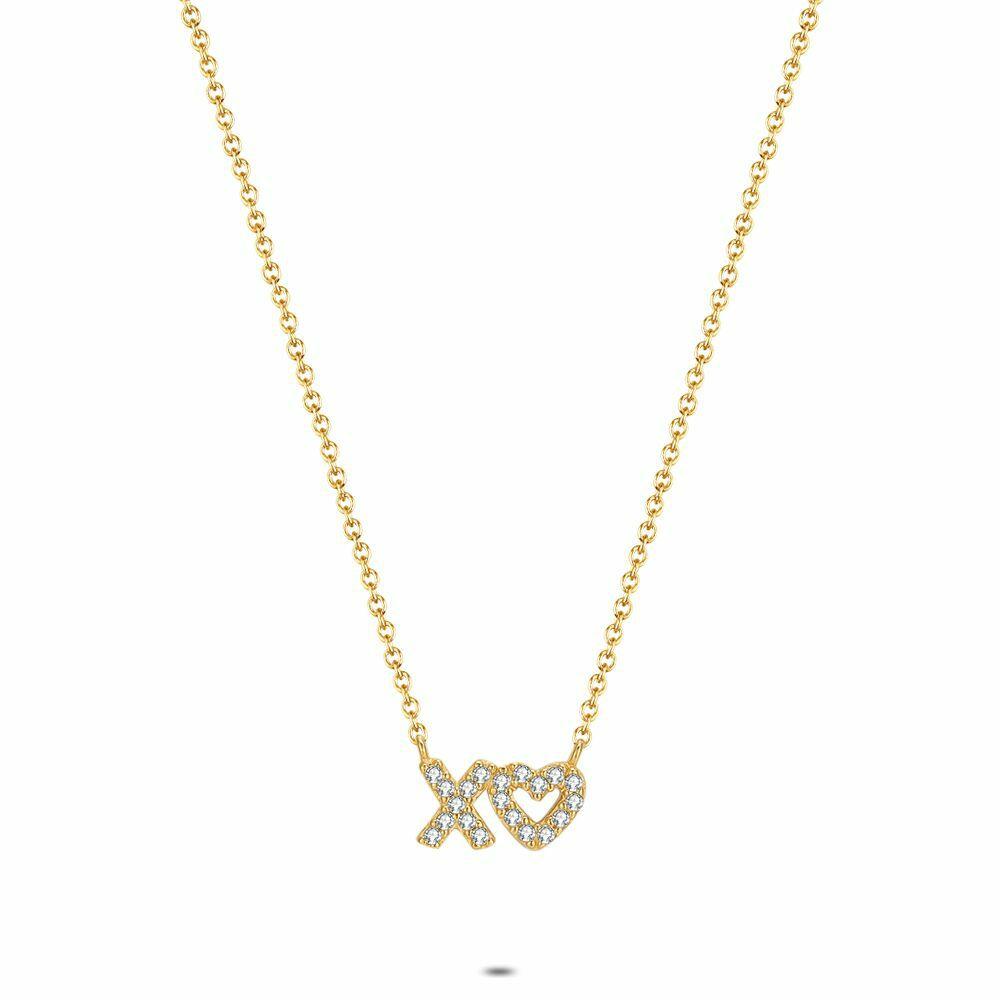 Necklaces | 18Ct Gold Plated Silver Necklace, Kiss And Heart Necklaces Necklaces