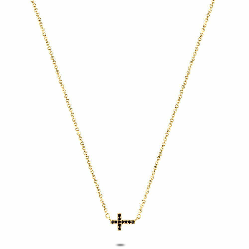 Necklaces | 18Ct Gold Plated Silver Necklace, Little Black Cross Necklaces Necklaces