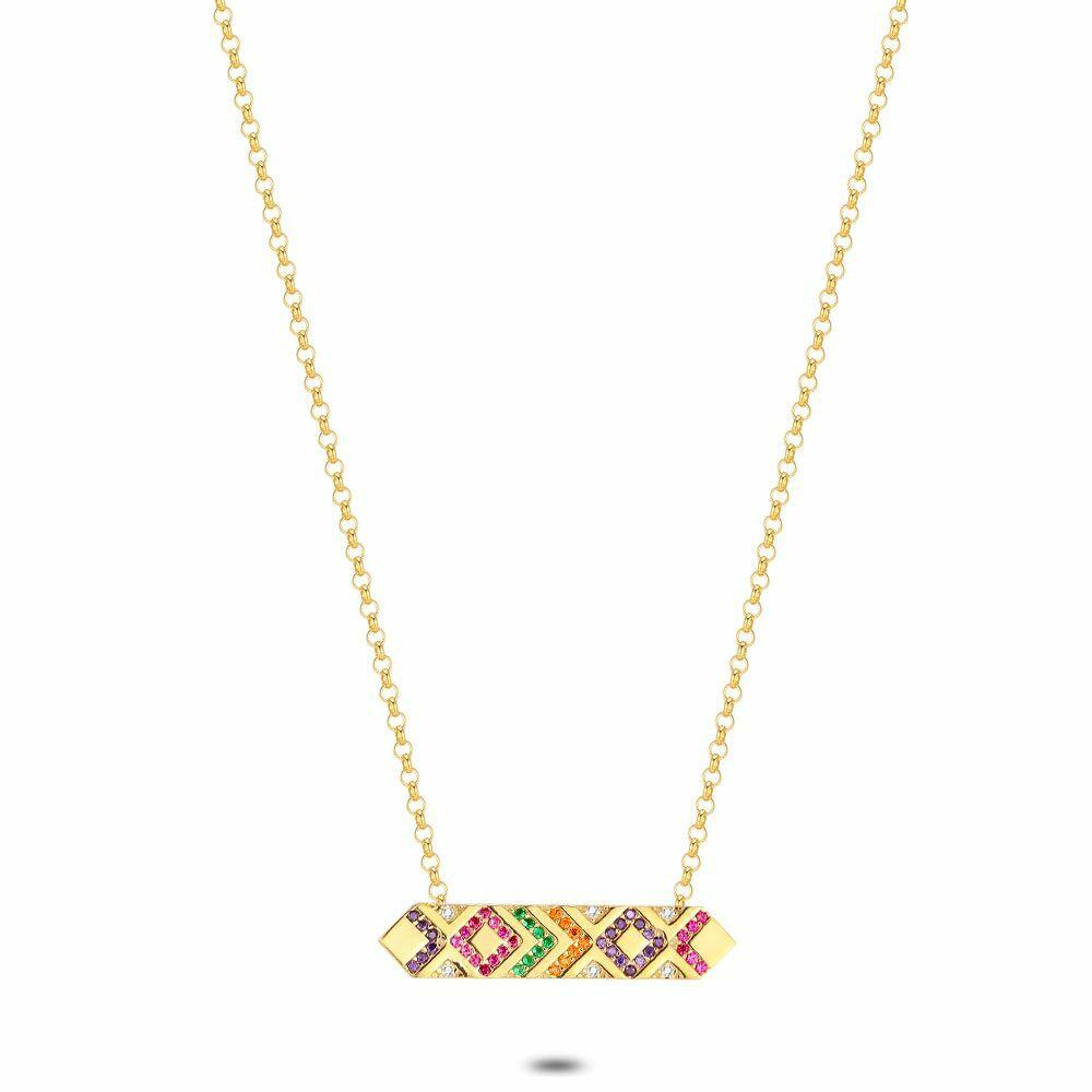 Necklaces | 18Ct Gold Plated Silver Necklace, Multi Colour Stones Necklaces Necklaces