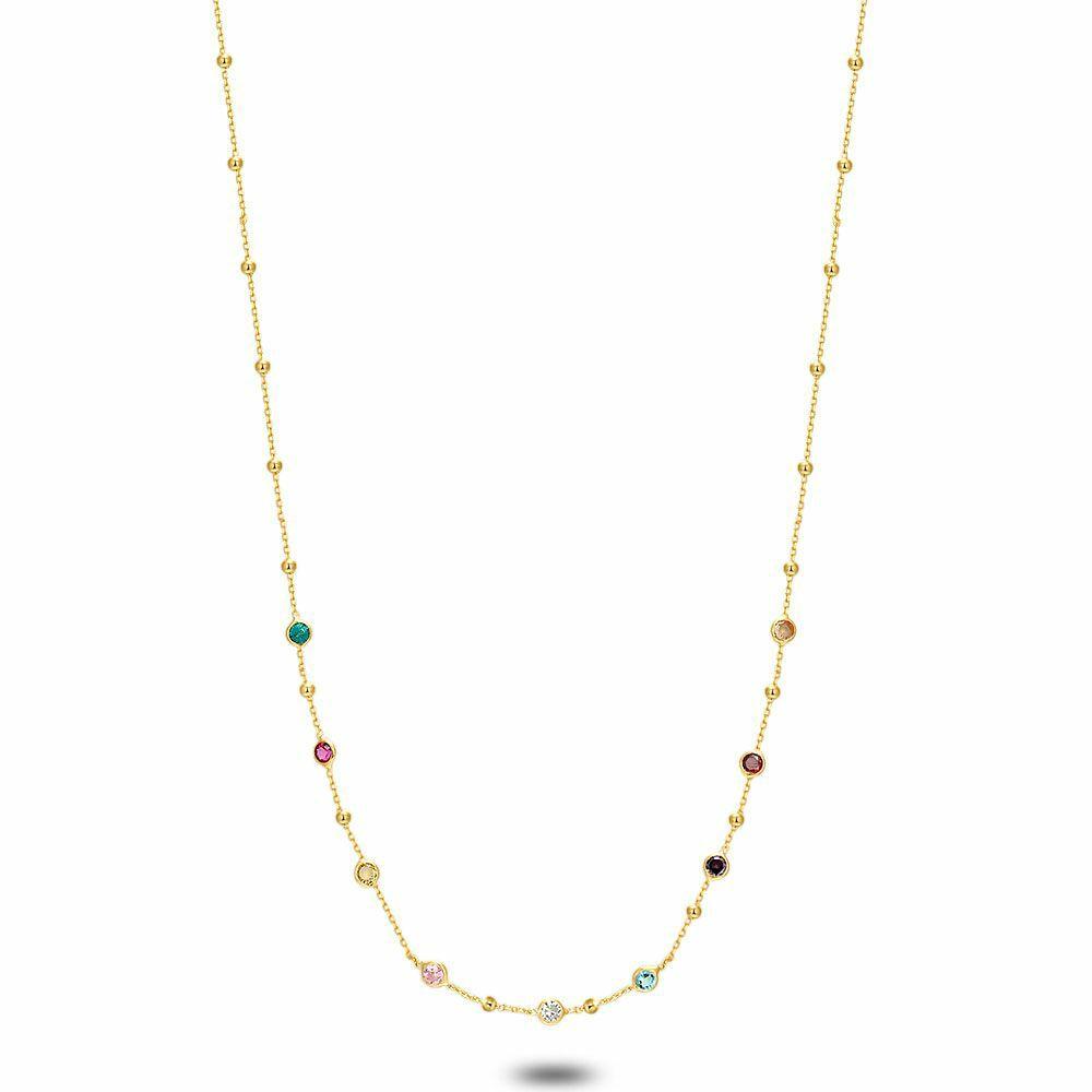 Necklaces | 18Ct Gold Plated Silver Necklace, Multicolored Zirconia Necklaces Necklaces