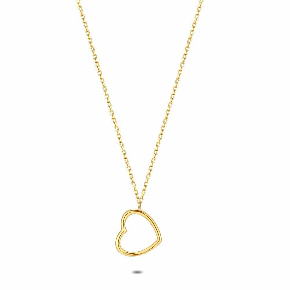 Necklaces | 18Ct Gold Plated Silver Necklace, Open Heart Necklaces Necklaces