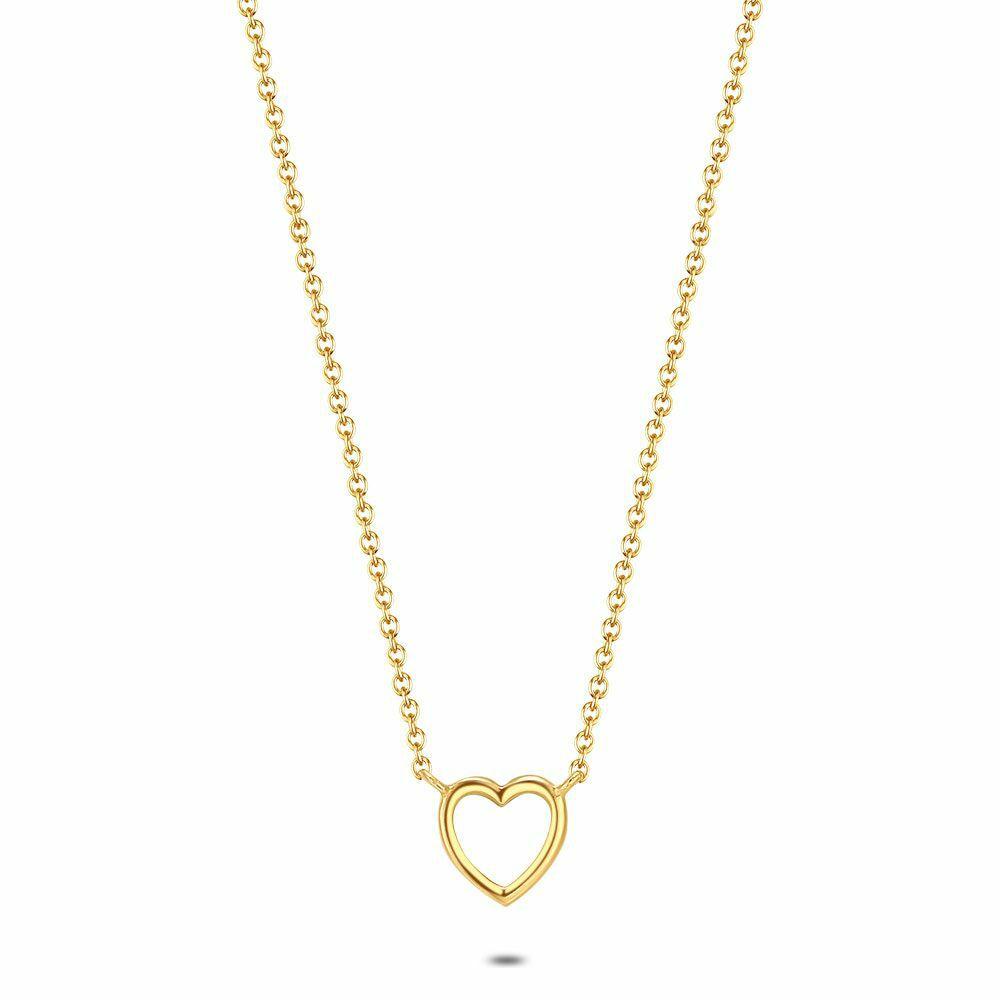 Necklaces | 18Ct Gold Plated Silver Necklace, Open Heart Necklaces Necklaces