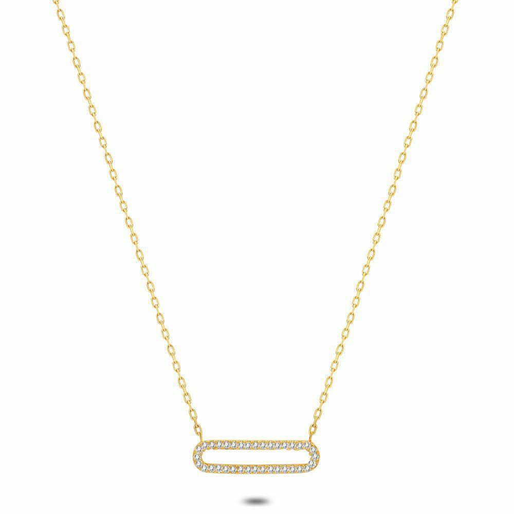 Necklaces | 18Ct Gold Plated Silver Necklace, Open Oval With Zirconia Necklaces Necklaces