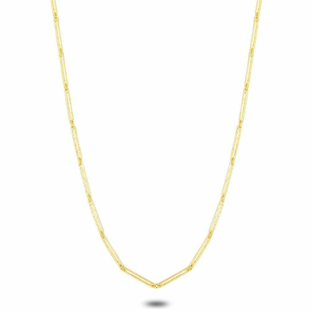 Necklaces | 18Ct Gold Plated Silver Necklace, Open Ovals, Chiseled Necklaces Necklaces