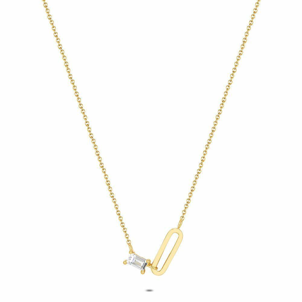 Necklaces | 18Ct Gold Plated Silver Necklace, Oval And Rectangle Necklaces Necklaces