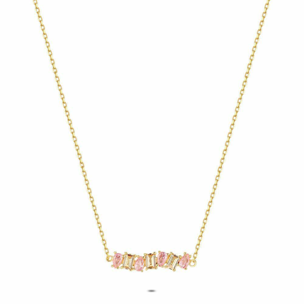 Necklaces | 18Ct Gold Plated Silver Necklace, Pink And Champagne Necklaces Necklaces