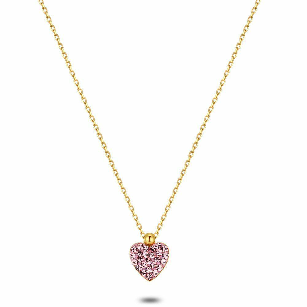 Necklaces | 18Ct Gold Plated Silver Necklace, Pink Heart Necklaces Necklaces