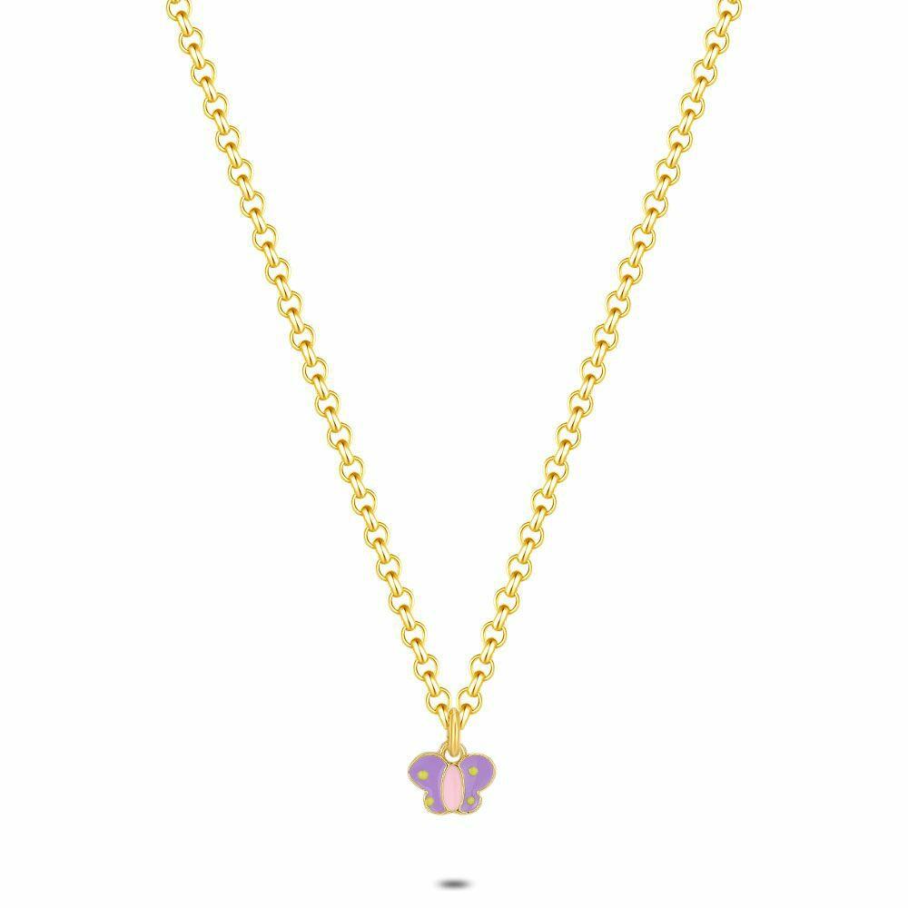 Necklaces | 18Ct Gold Plated Silver Necklace, Purple Butterfly Kids Kids