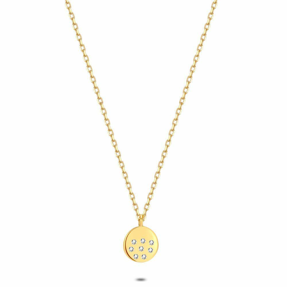 Necklaces | 18Ct Gold Plated Silver Necklace, Round, Zirconia Necklaces Necklaces