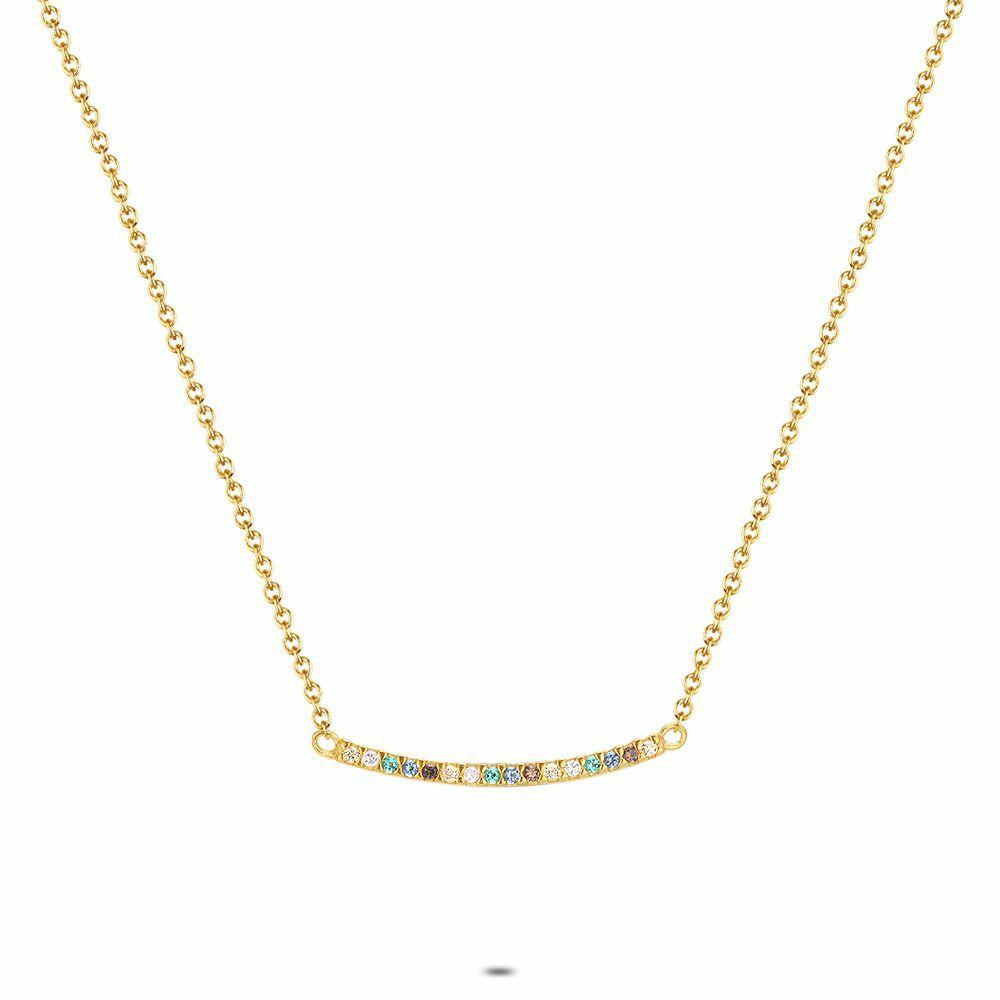 Necklaces | 18Ct Gold Plated Silver Necklace, Stones In Arch Necklaces Necklaces