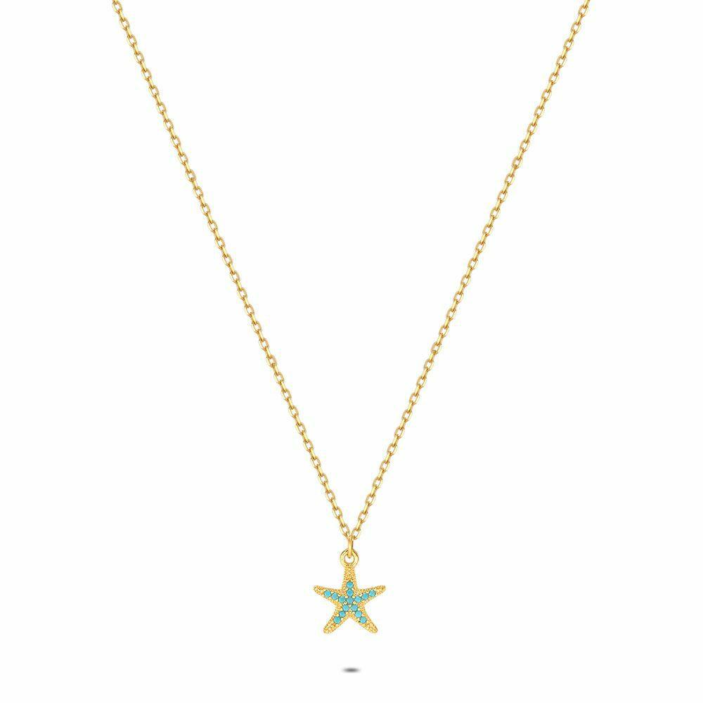 Necklaces | 18Ct Gold Plated Silver Necklace, Turquoise Starfish Necklaces Necklaces