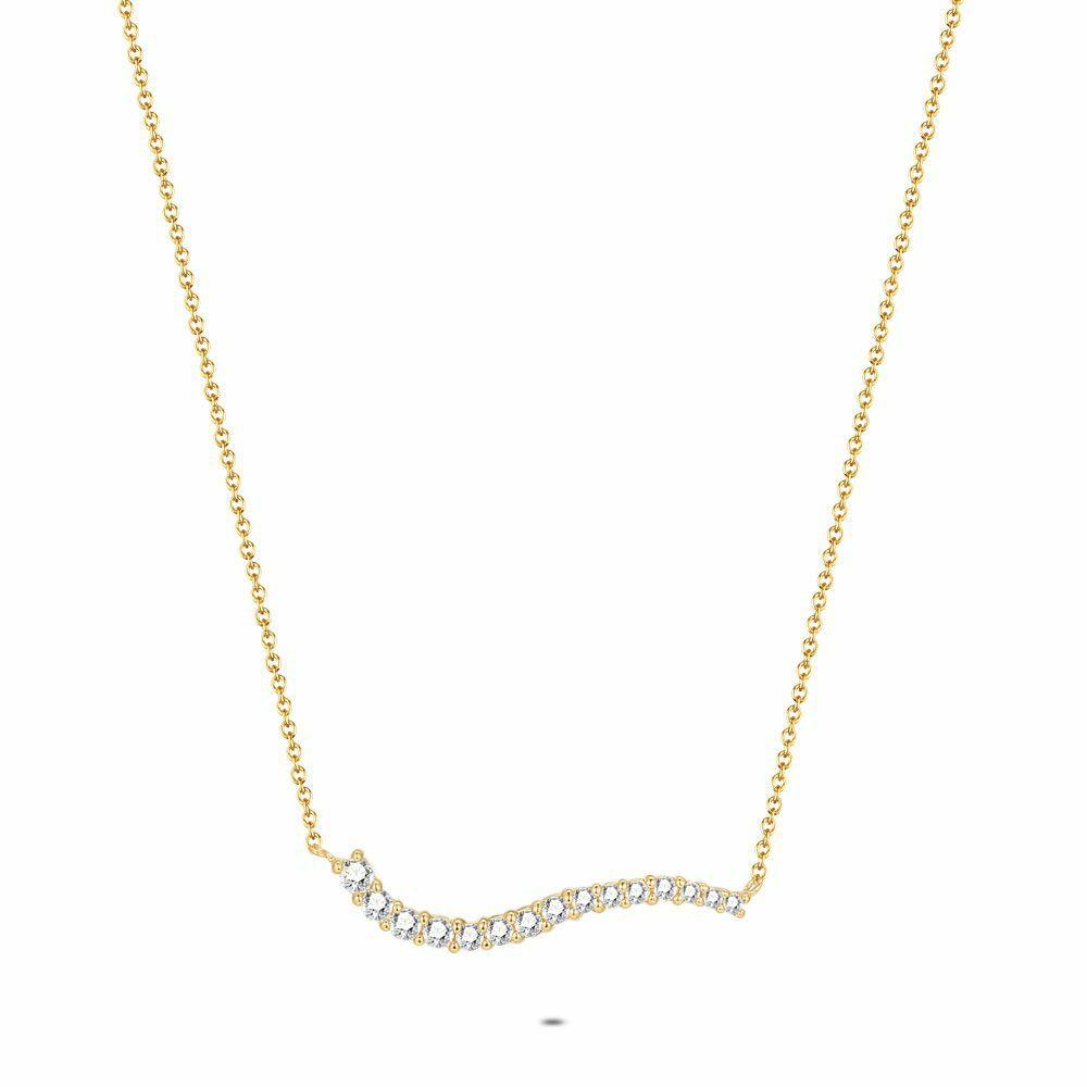 Necklaces | 18Ct Gold Plated Silver Necklace, Wavy Stones Necklaces Necklaces