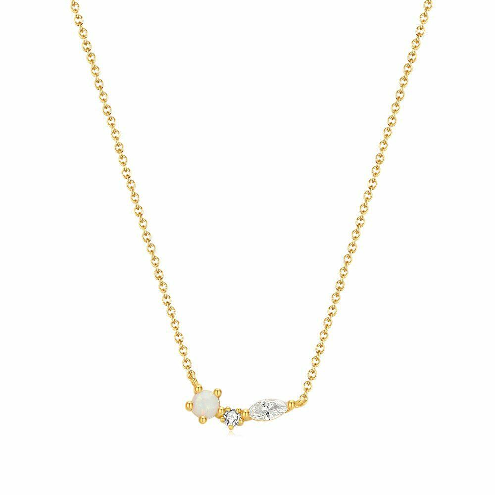 Necklaces | 18Ct Gold Plated Silver Necklace, White And Opal Necklaces Necklaces