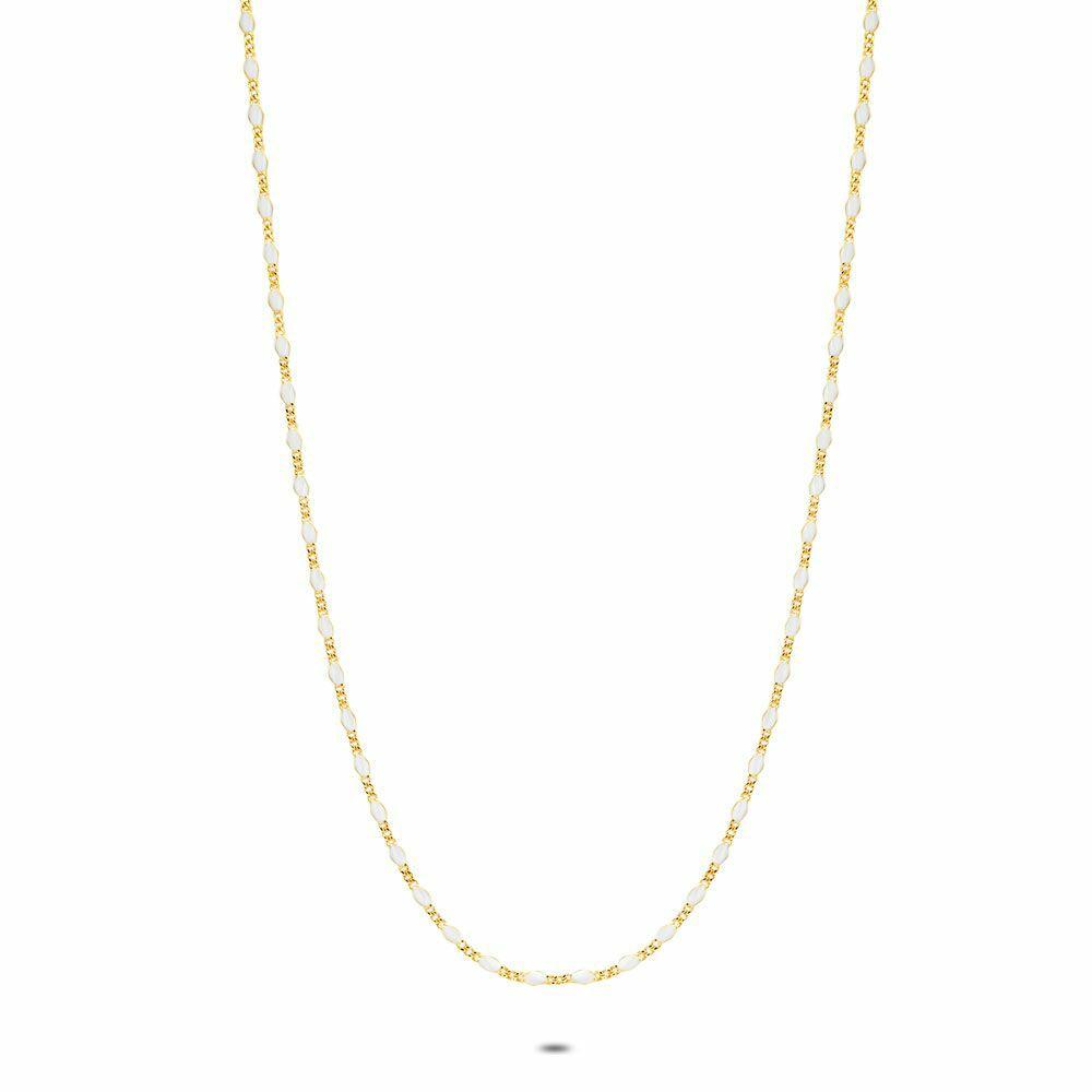 Necklaces | 18Ct Gold Plated Silver Necklace, White Enamel Necklaces Necklaces