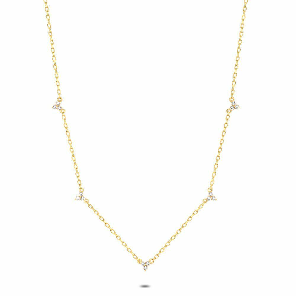 Necklaces | 18Ct Gold Plated Silver Necklace, Zirconia Necklaces Necklaces