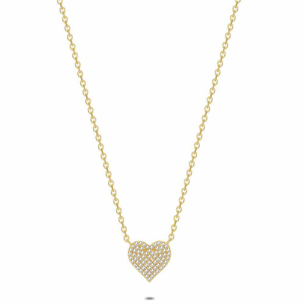 Necklaces | 18Ct Gold Plated Silver Necklace, Zirconia Heart Necklaces Necklaces