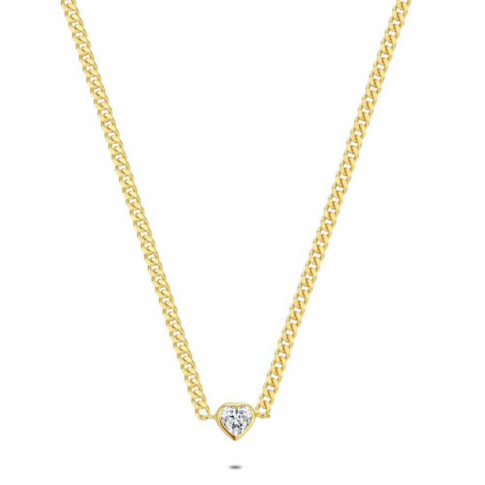 Necklaces | 18Ct Gold Plated Silver Necklace, Zirconia Heart Necklaces Necklaces