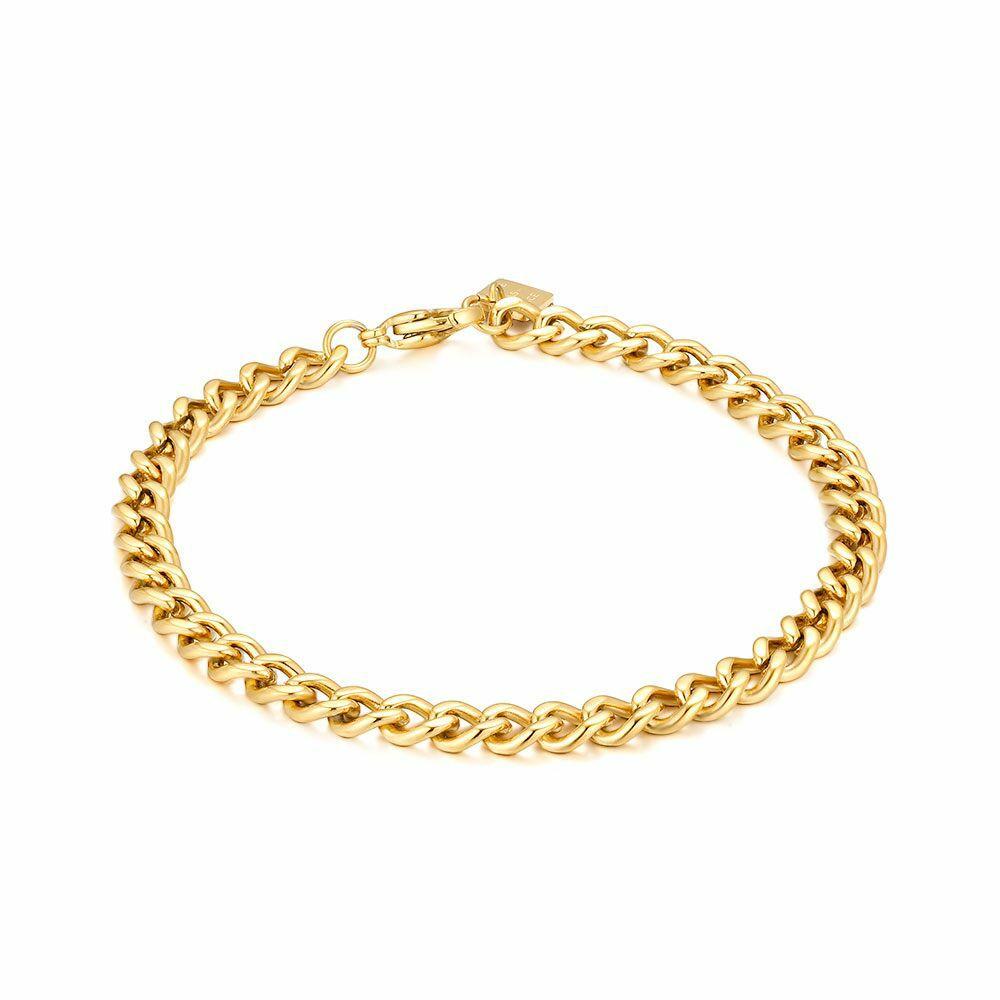 Necklaces | Gold Coloured Stainless Steel Bracelet, Gourmet 5 Mm Chains Chains