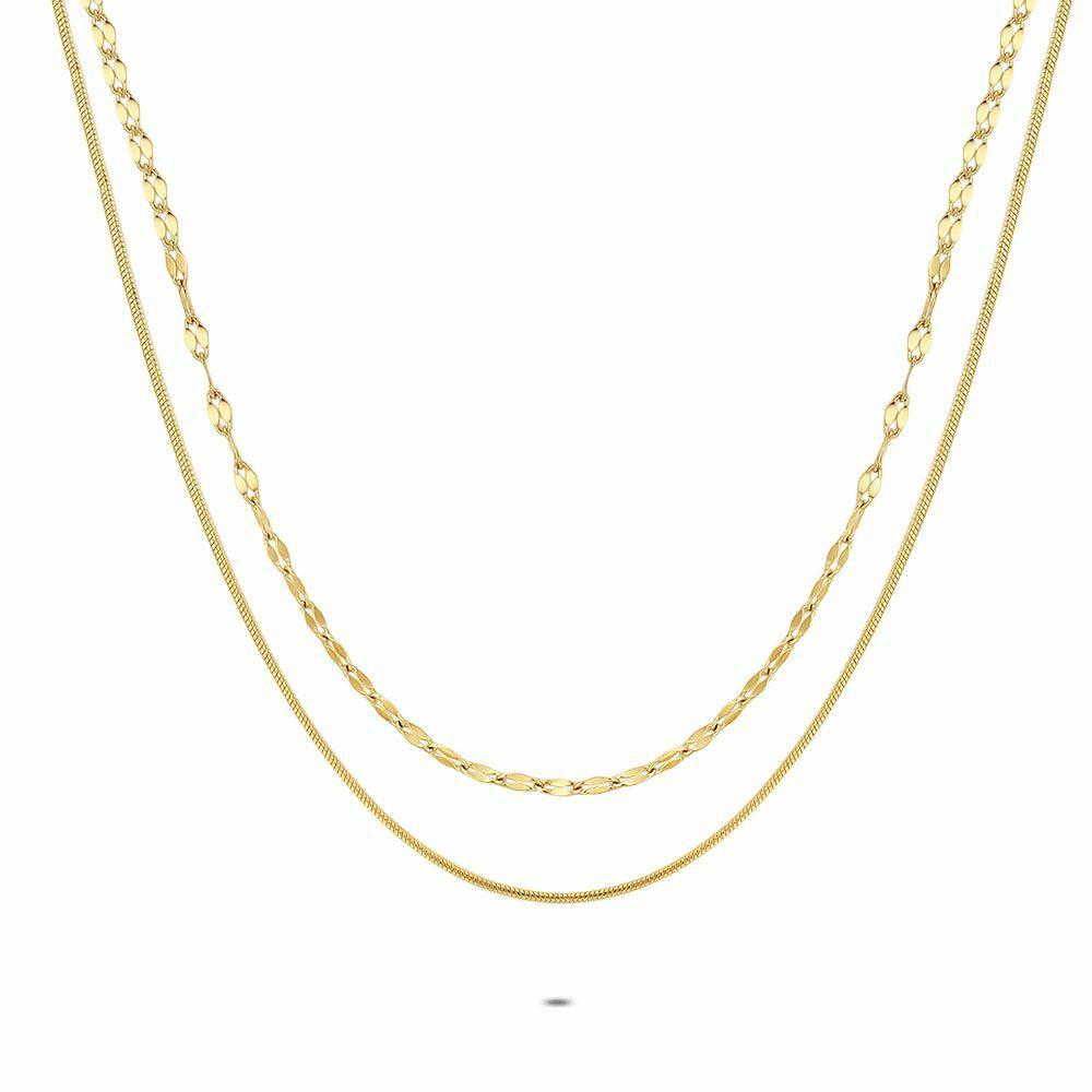 Necklaces | Gold Coloured Stainless Steel Necklace, 2 Different Chains Necklaces Necklaces