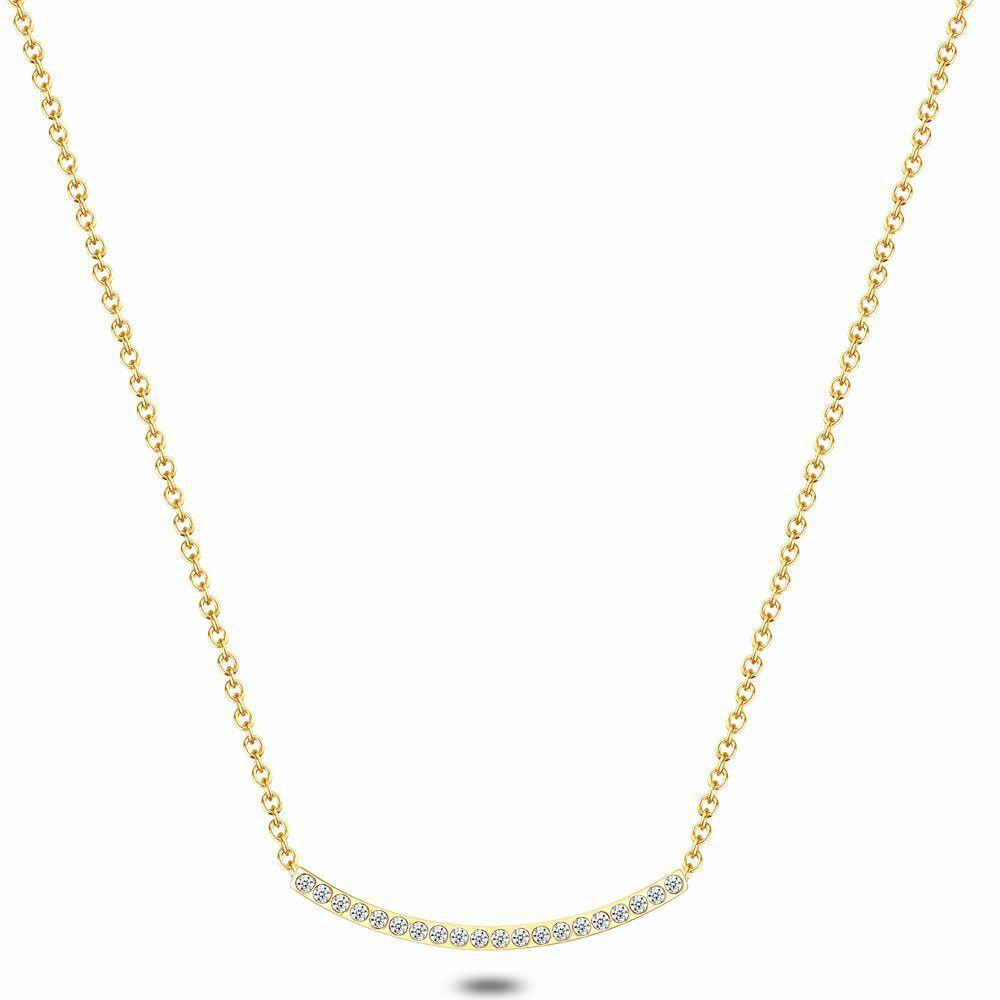 Necklaces | Gold Coloured Stainless Steel Necklace, 20 Crystals Necklaces Necklaces