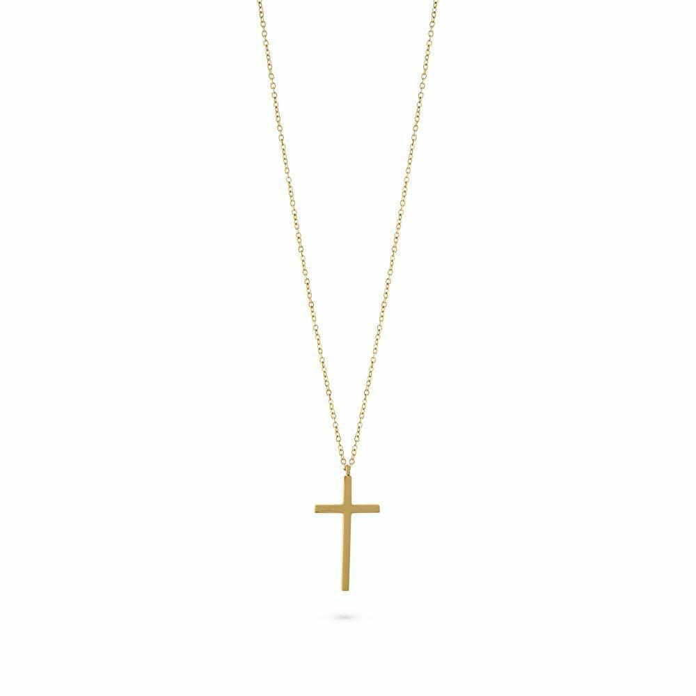 Necklaces | Gold-Coloured Stainless Steel Necklace, 25 Mm Cross Mens Mens