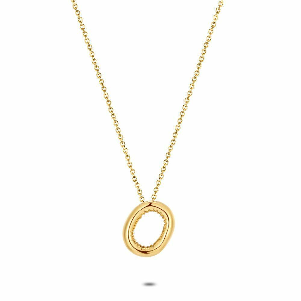 Necklaces | Gold Coloured Stainless Steel Necklace, Bubble Letter O Necklaces Necklaces