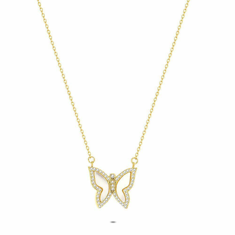 Necklaces | Gold Coloured Stainless Steel Necklace, Butterfly Necklaces Necklaces