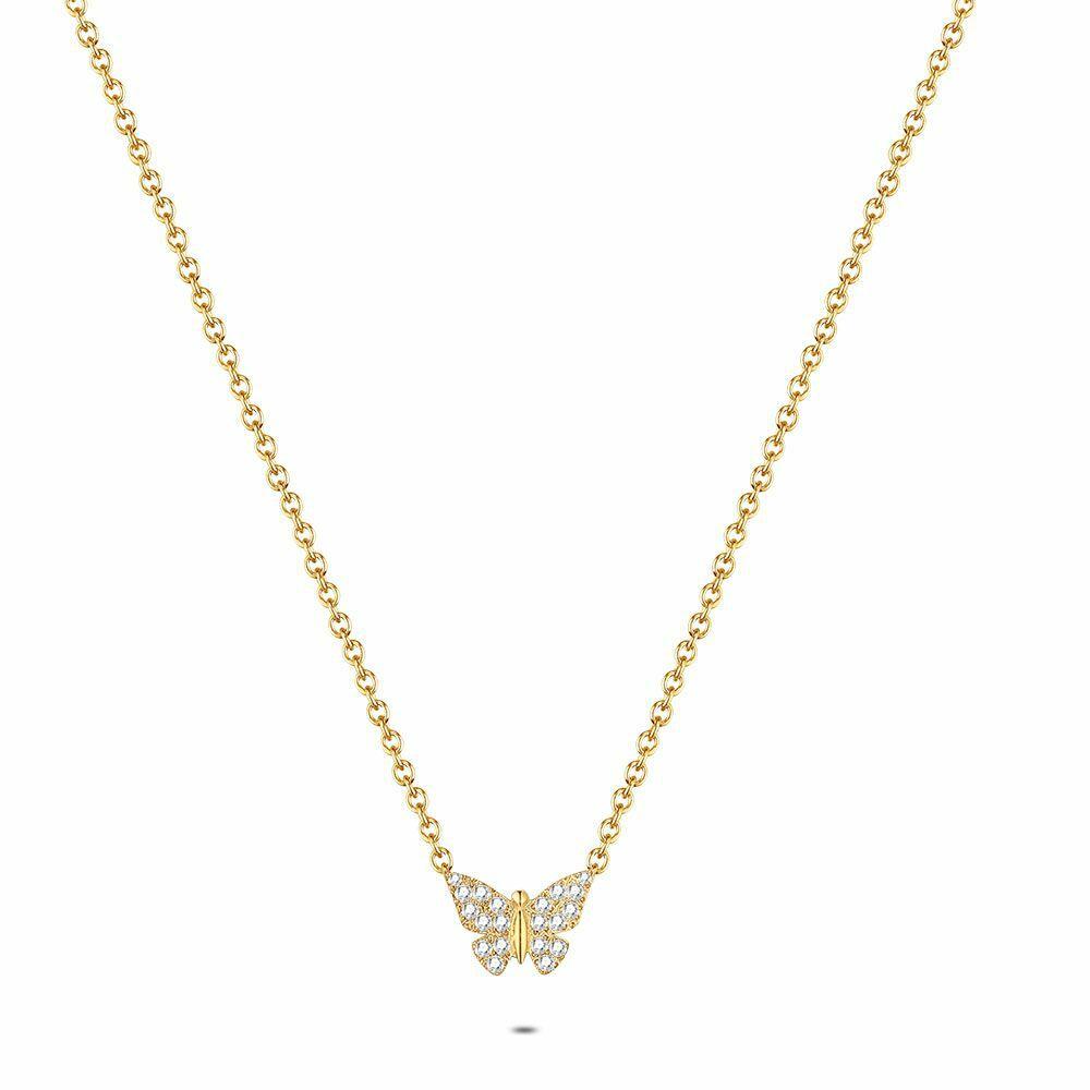 Necklaces | Gold Coloured Stainless Steel Necklace, Butterfly Necklaces Necklaces