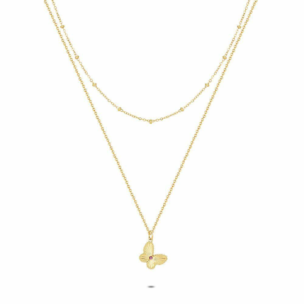 Necklaces | Gold Coloured Stainless Steel Necklace, Butterfly Necklaces Necklaces