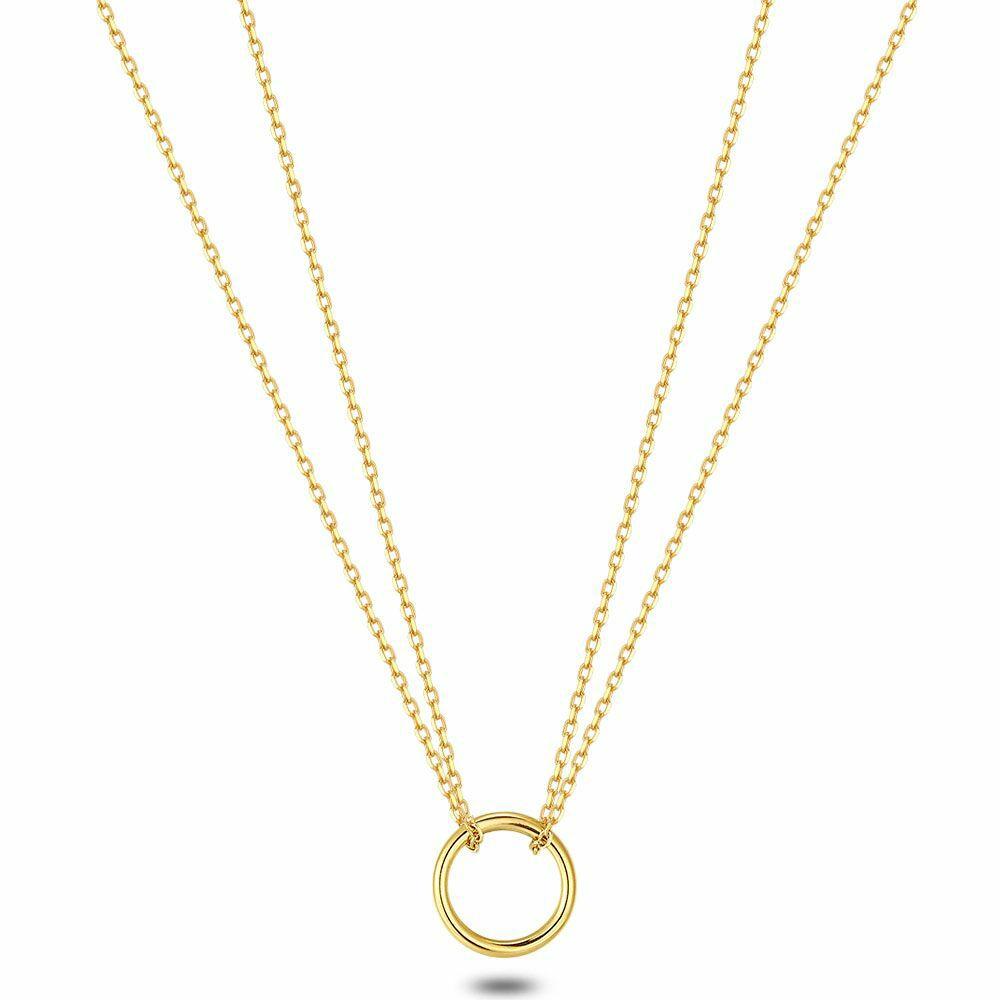 Necklaces | Gold Coloured Stainless Steel Necklace, Double Chain, Open Circle Necklaces Necklaces