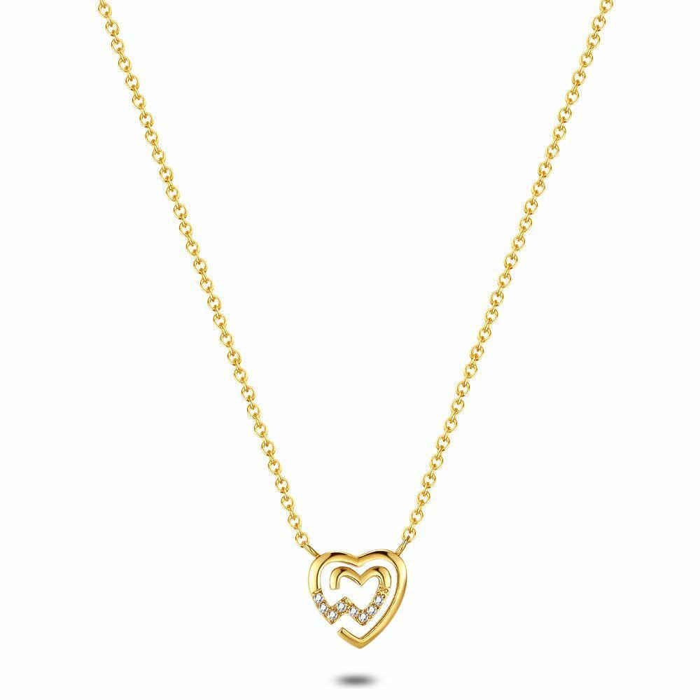 Necklaces | Gold Coloured Stainless Steel Necklace, Double Heart Necklaces Necklaces