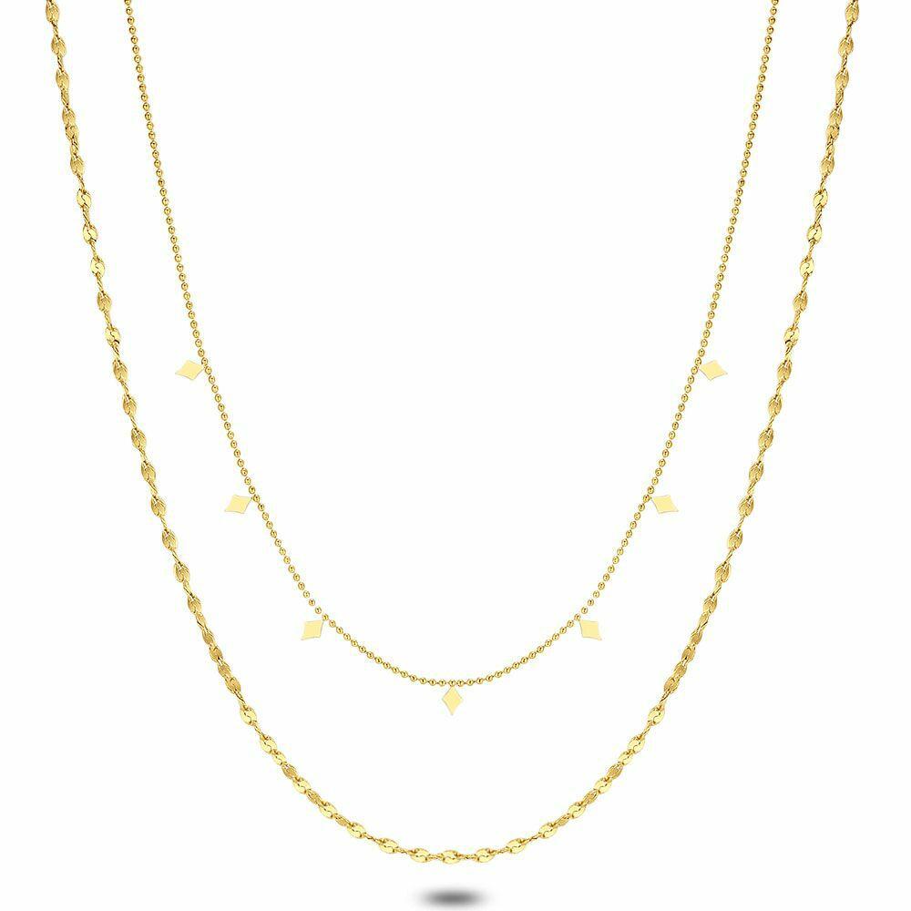 Necklaces | Gold Coloured Stainless Steel Necklace, Double Necklace Necklaces Necklaces