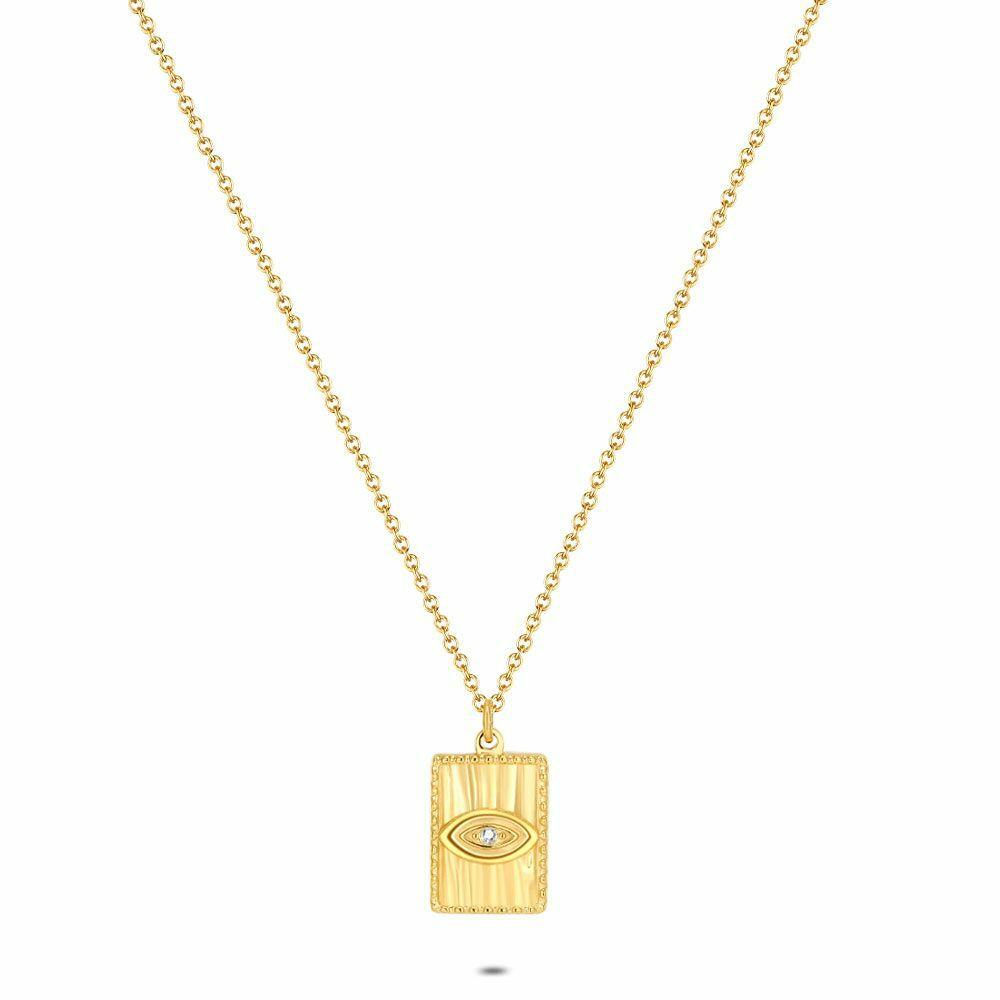 Necklaces | Gold Coloured Stainless Steel Necklace, Eye In Rectangle Necklaces Necklaces