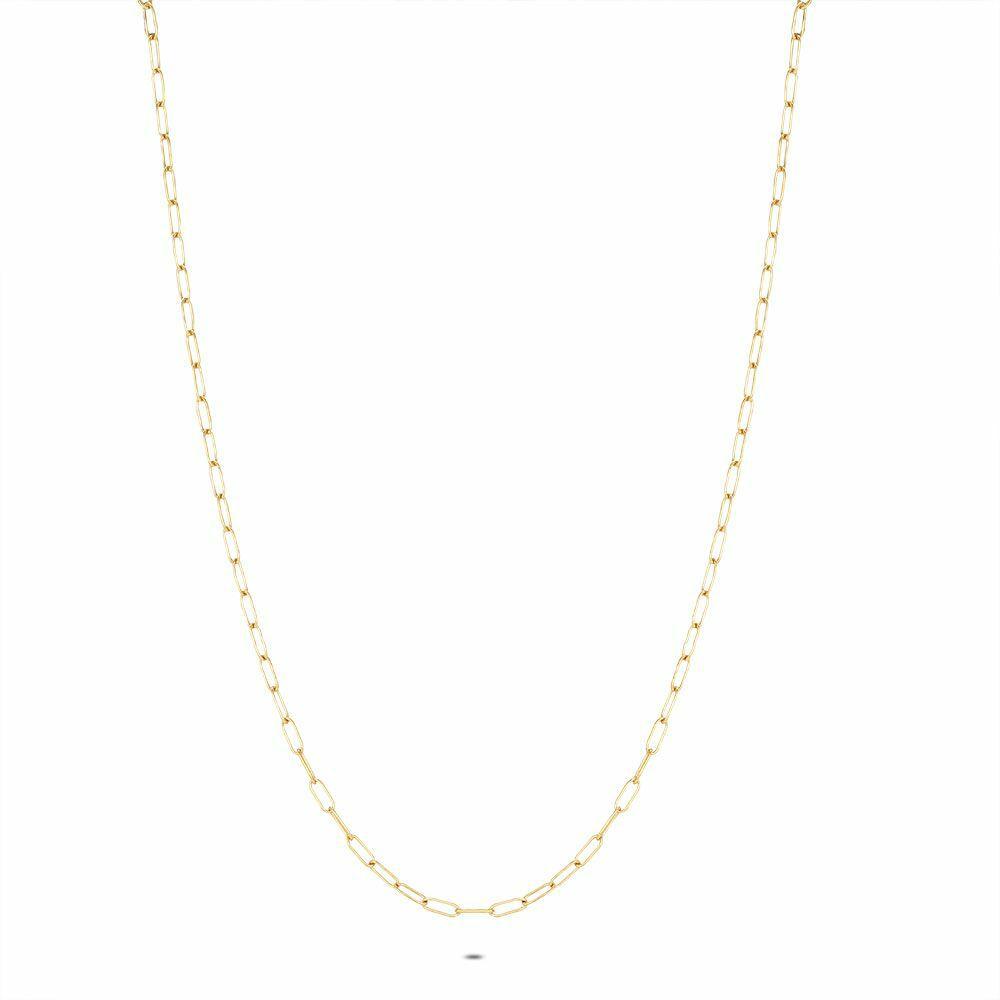 Necklaces | Gold Coloured Stainless Steel Necklace, Fine Oval Links Necklaces Necklaces