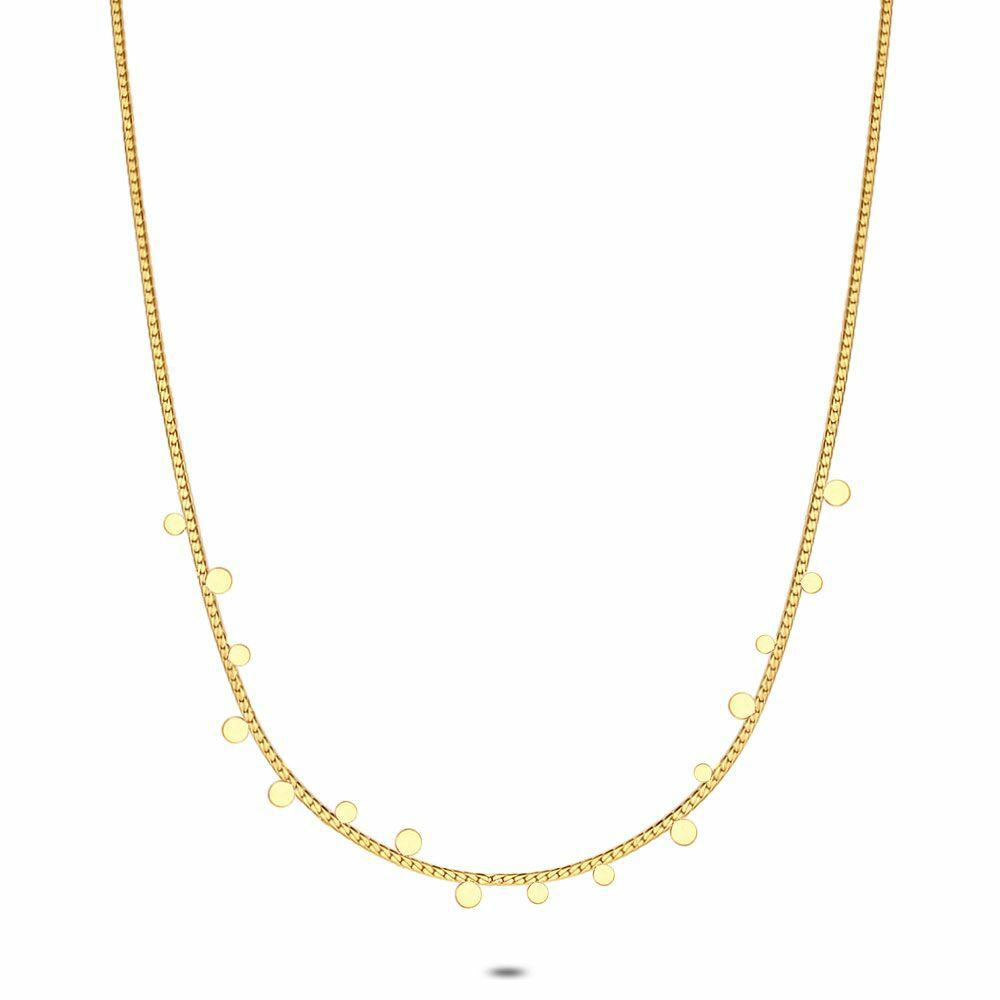 Necklaces | Gold Coloured Stainless Steel Necklace, Flat Chain With Small And Bigger Rounds. Necklaces Necklaces