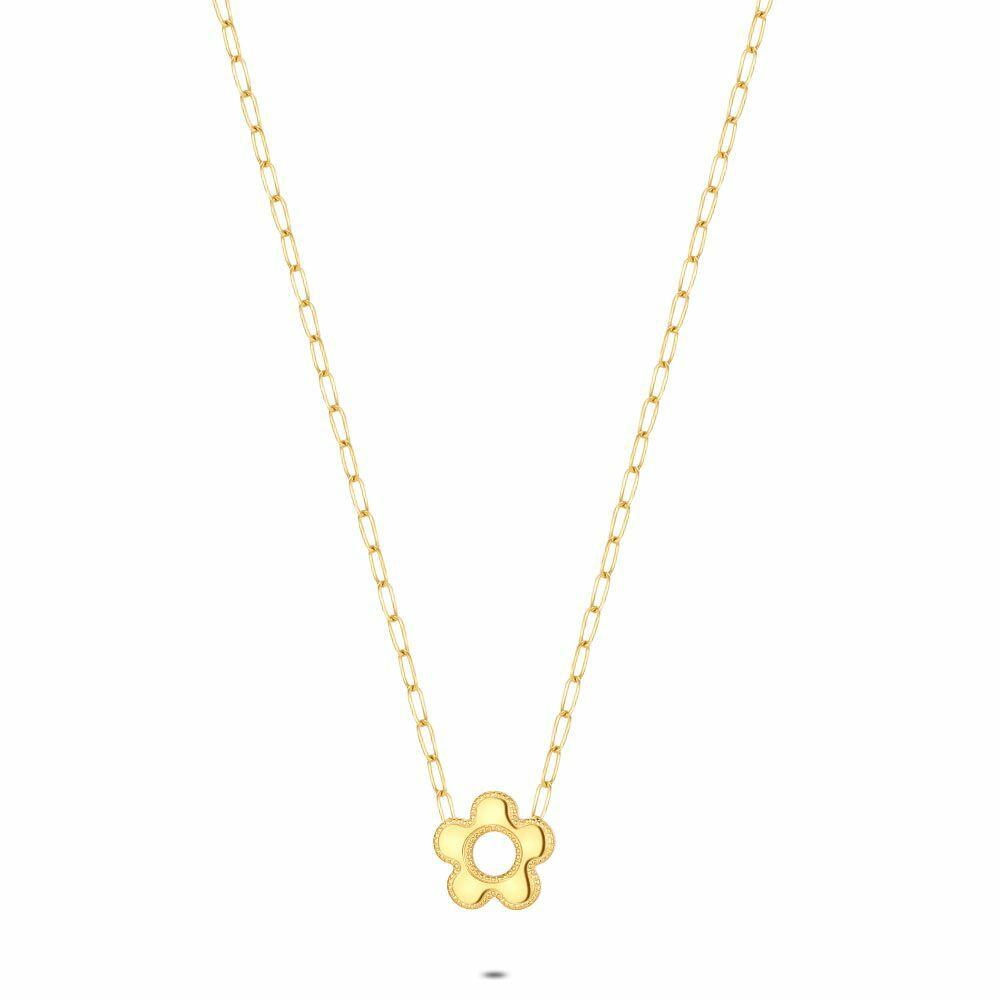 Necklaces | Gold Coloured Stainless Steel Necklace, Flower Necklaces Necklaces