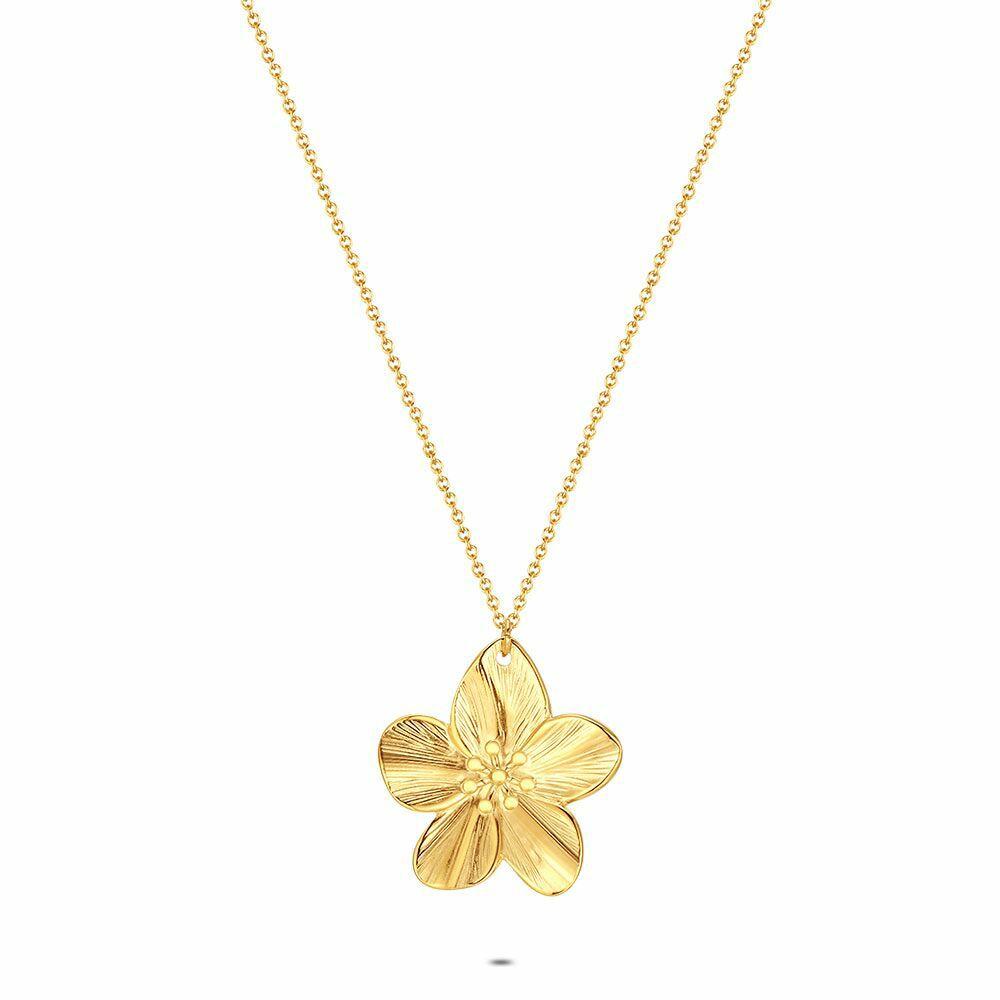 Necklaces | Gold Coloured Stainless Steel Necklace, Flower Necklaces Necklaces