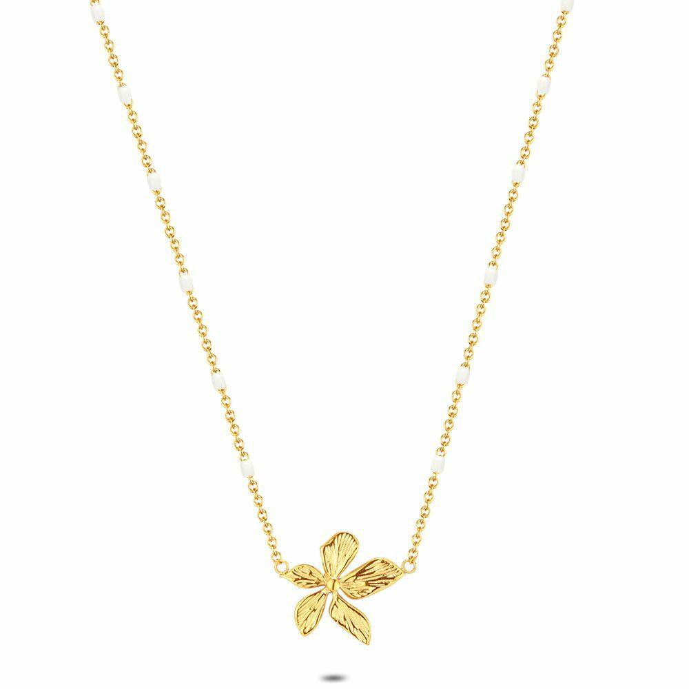 Necklaces | Gold Coloured Stainless Steel Necklace, Flower Necklaces Necklaces