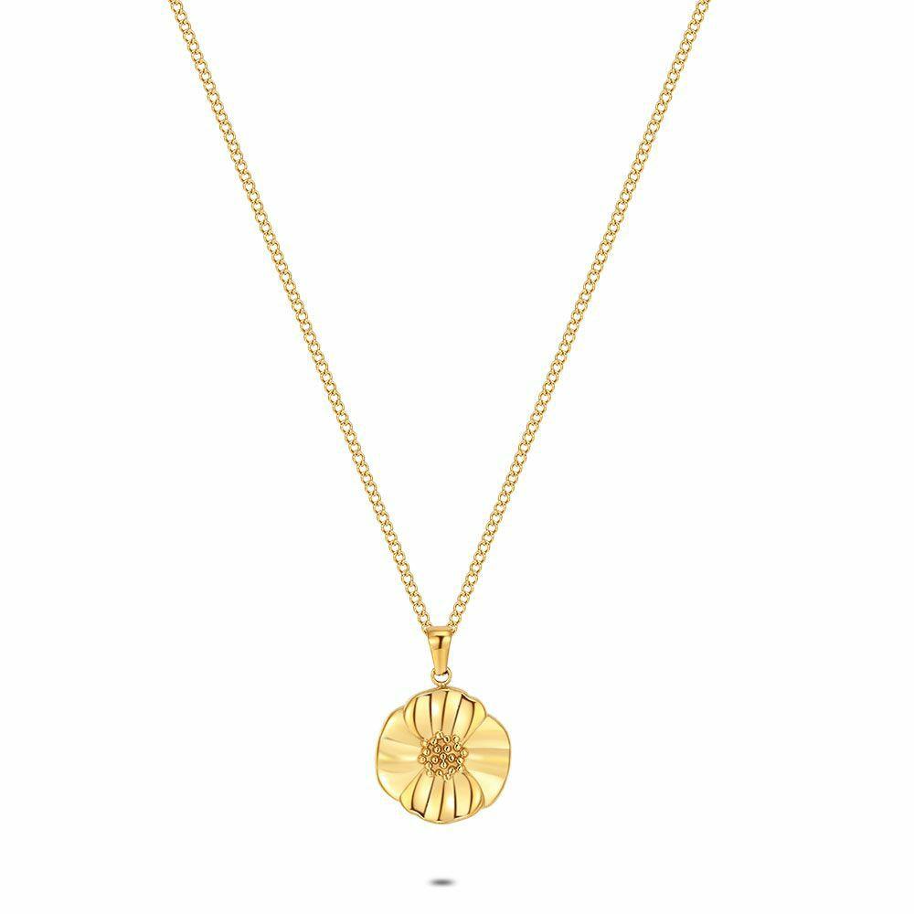 Necklaces | Gold Coloured Stainless Steel Necklace, Flower Necklaces Necklaces