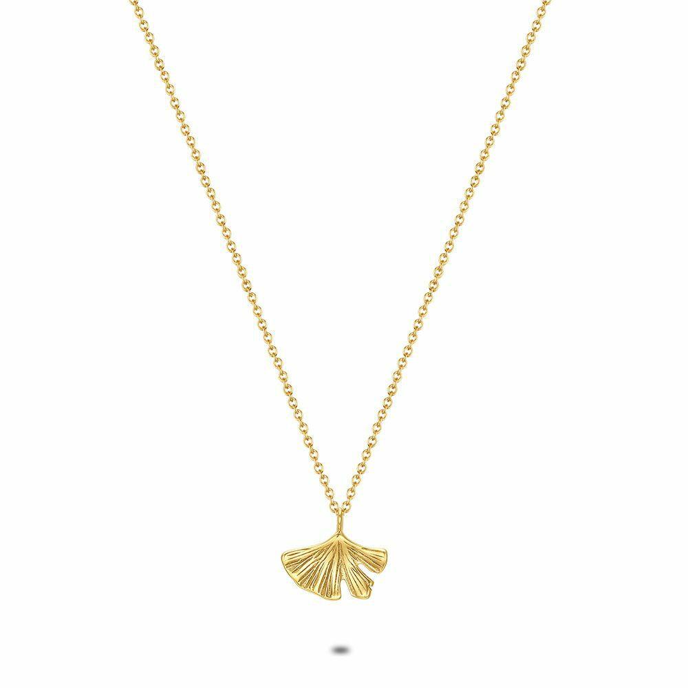 Necklaces | Gold Coloured Stainless Steel Necklace, Gingko Leaf Necklaces Necklaces