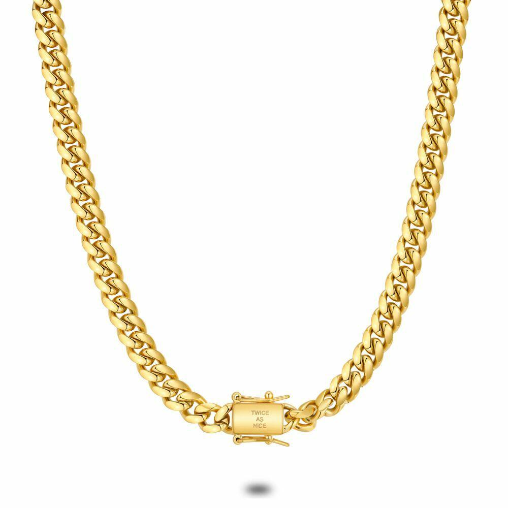 Necklaces | Gold Coloured Stainless Steel Necklace, Gourmet Chain, 8 Mm Mens Mens