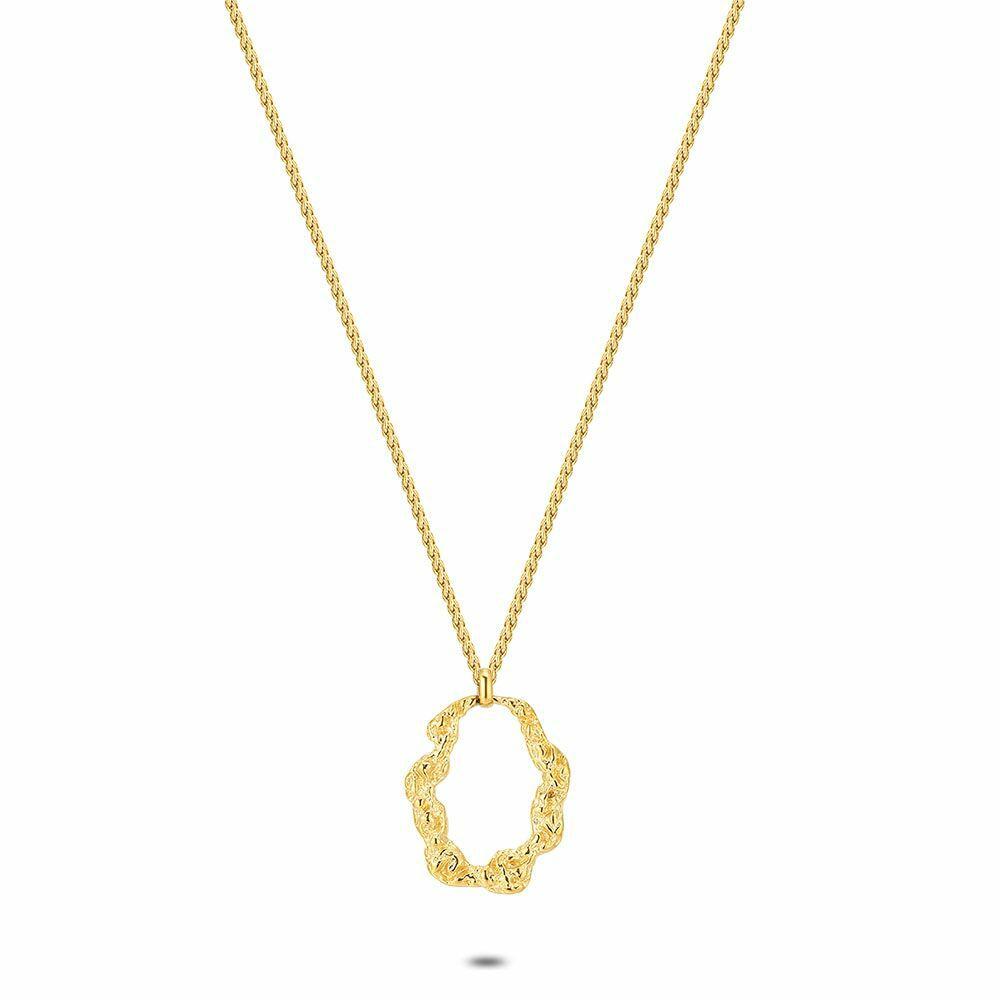 Necklaces | Gold Coloured Stainless Steel Necklace, Hammered Oval Necklaces Necklaces