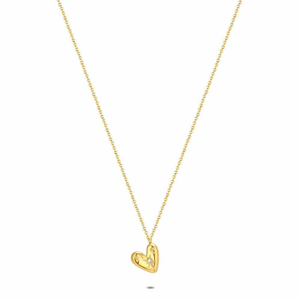 Necklaces | Gold Coloured Stainless Steel Necklace, Heart Necklaces Necklaces