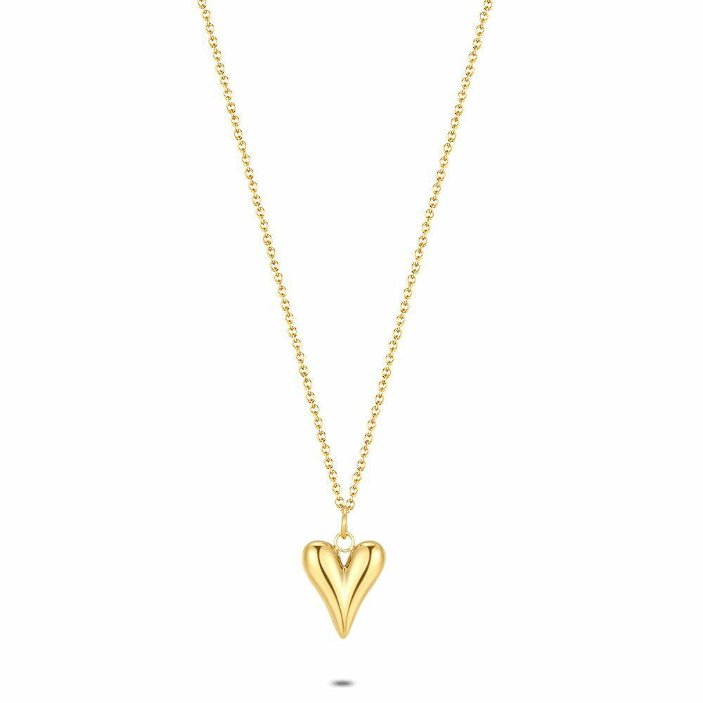 Necklaces | Gold Coloured Stainless Steel Necklace, Heart Necklaces Necklaces