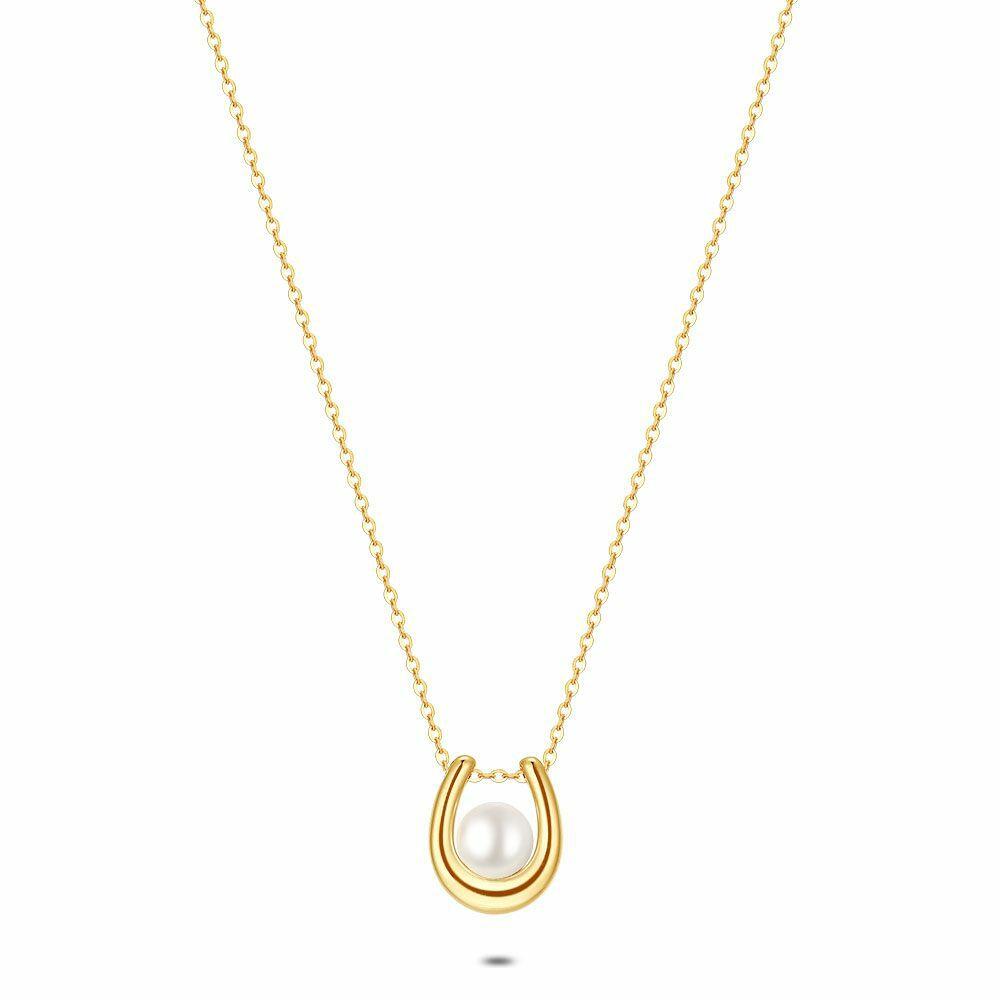 Necklaces | Gold Coloured Stainless Steel Necklace, Horse Shoe, Pearl Necklaces Necklaces