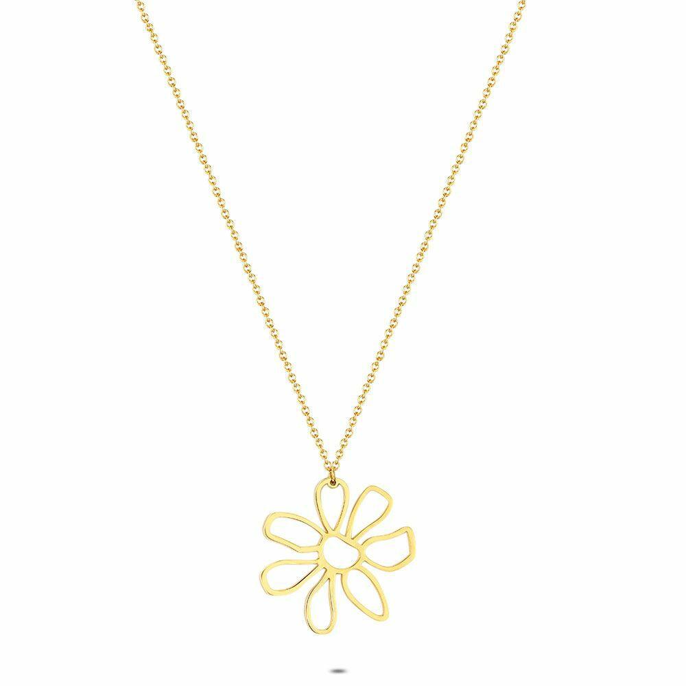 Necklaces | Gold Coloured Stainless Steel Necklace, Large Open Flower. Necklaces Necklaces