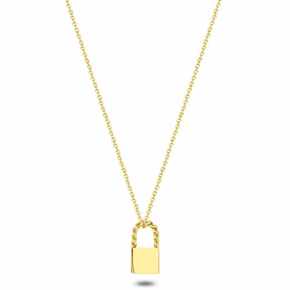 Necklaces | Gold Coloured Stainless Steel Necklace, Lock Necklaces Necklaces