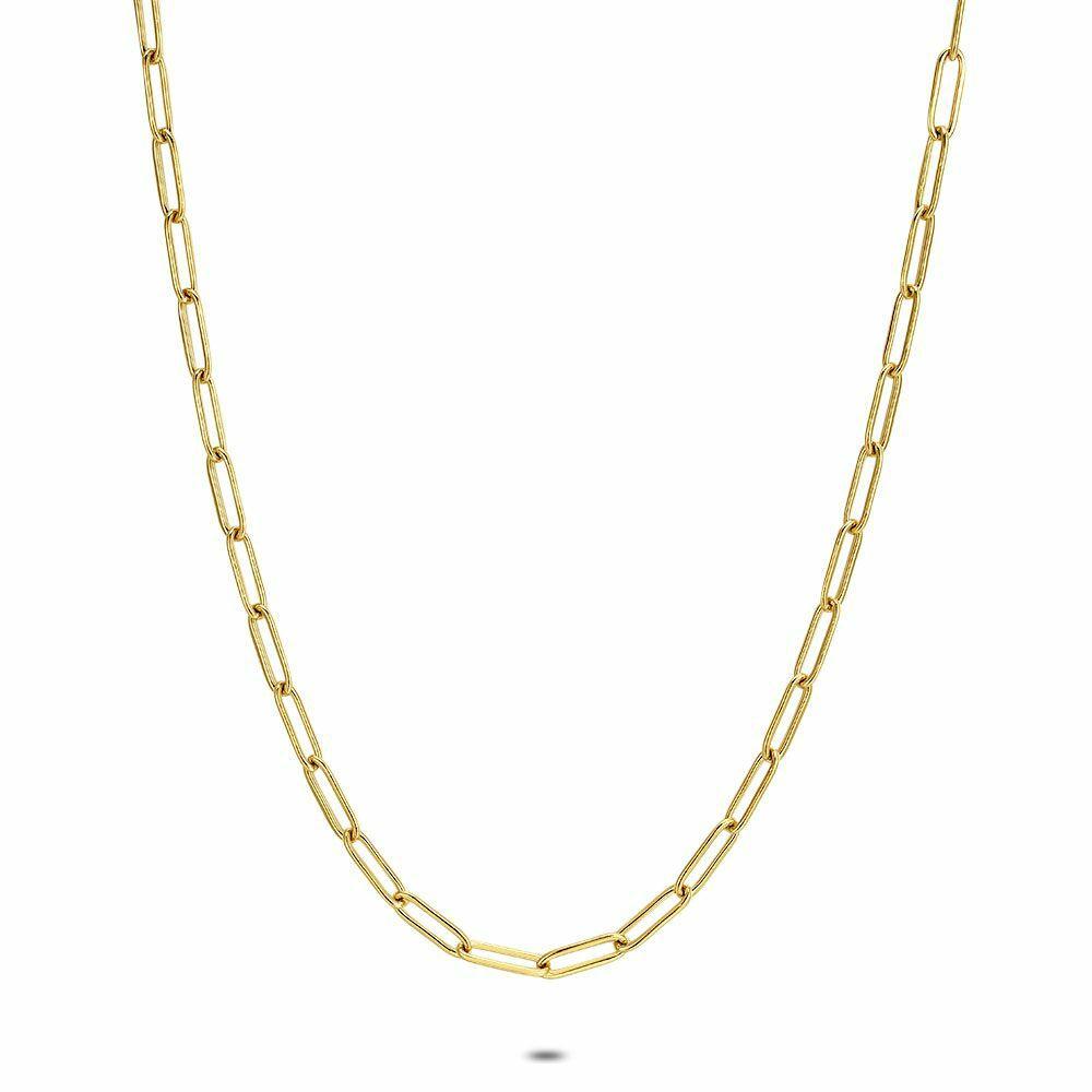 Necklaces | Gold Coloured Stainless Steel Necklace, Oval Link Chain Necklaces Necklaces