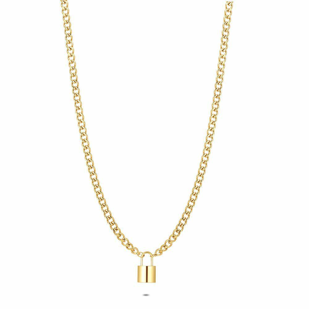 Necklaces | Gold Coloured Stainless Steel Necklace, Padlock Necklaces Necklaces