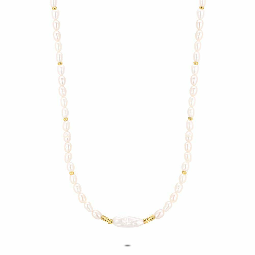 Necklaces | Gold Coloured Stainless Steel Necklace, Pearls Necklaces Necklaces